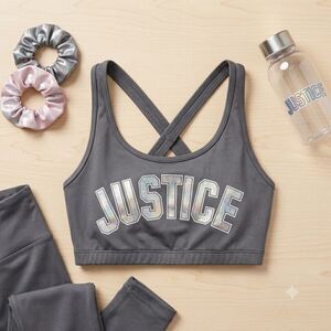 Justice Active Grey Sports Bra Girls Silver Size 30 Active Sporty